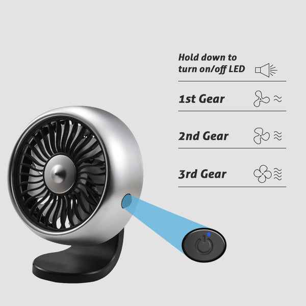 Mini Ventilador Carro Usb 3 Velocidades Ajustable Portatil